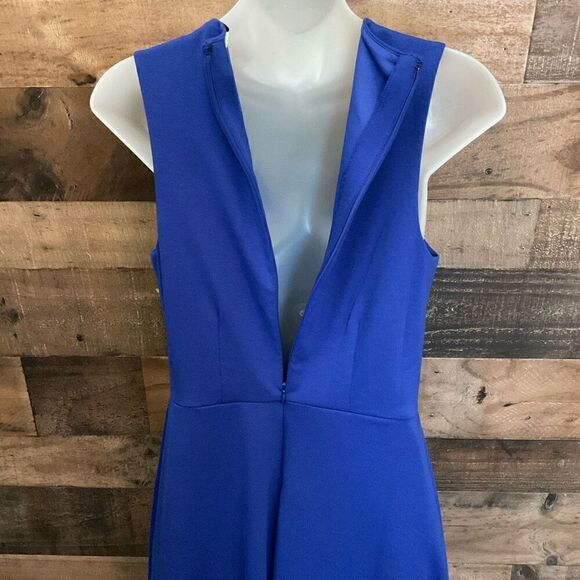 Lark & Ro Sleeveless V-Neck Fit-and-Flare Dress Jumper Blue Size Junior Medium - Picture 6 of 10